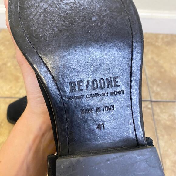 RE/DONE Black Suede Short Cavalry Harness Boots Size 41 Western 90s Grunge - Picture 9 of 9